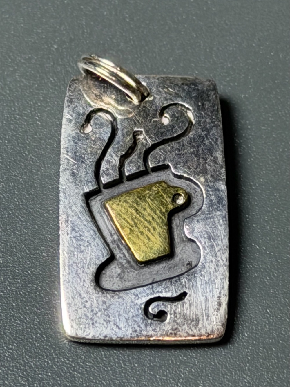 Far Fetched Charm Pendant Hot Coffee Cup Mug Silver Tone .75” Vintage Tea Y2K